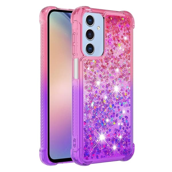 SKALO Samsung A16 Juoksuhiekka Glitter Sydämet TPU kuori - Pinkki-Violetti