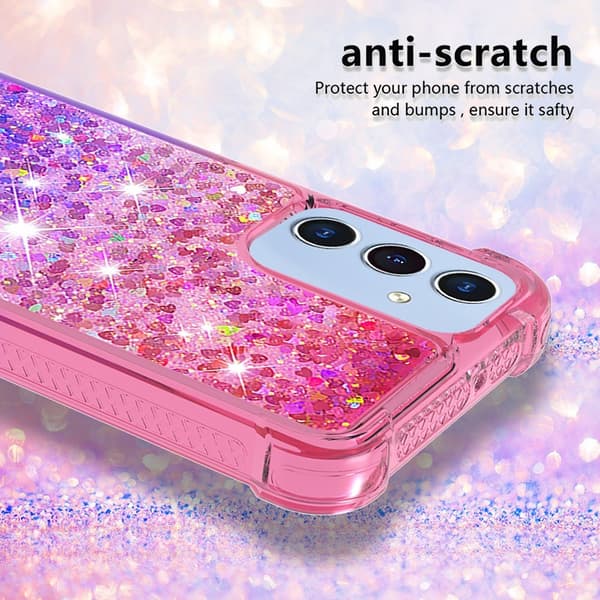 SKALO Samsung A16 Juoksuhiekka Glitter Sydämet TPU kuori - Pinkki-Violetti