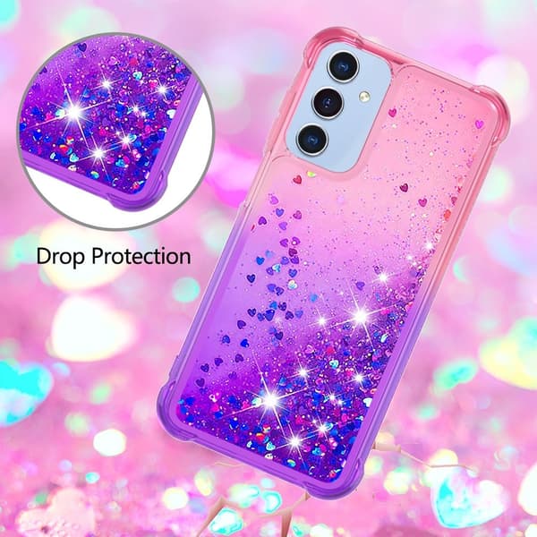 SKALO Samsung A16 Juoksuhiekka Glitter Sydämet TPU kuori - Pinkki-Violetti