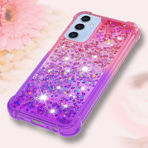 SKALO Samsung A16 Juoksuhiekka Glitter Sydämet TPU kuori - Pinkki-Violetti
