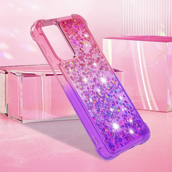 SKALO Samsung A16 Juoksuhiekka Glitter Sydämet TPU kuori - Pinkki-Violetti
