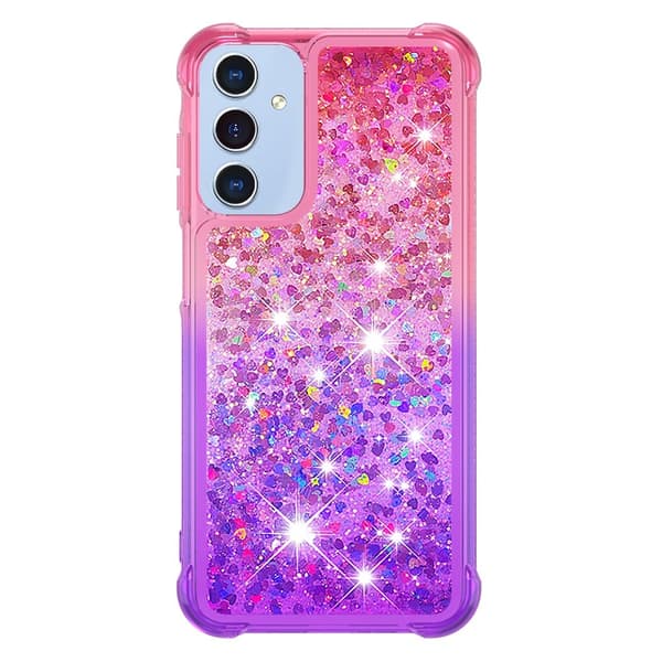 SKALO Samsung A16 Juoksuhiekka Glitter Sydämet TPU kuori - Pinkki-Violetti