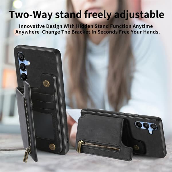 SKALO Samsung A16 PU-læder Cover med Pung - Sort