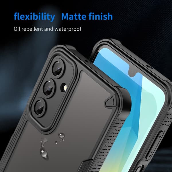 SKALO Samsung A16 Armor Hybrid Frosted Suojakuori - Musta