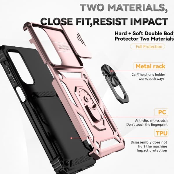 SKALO Samsung A16 Armor hybridi metallirengas kameran liukusäädin - Ruusukulta