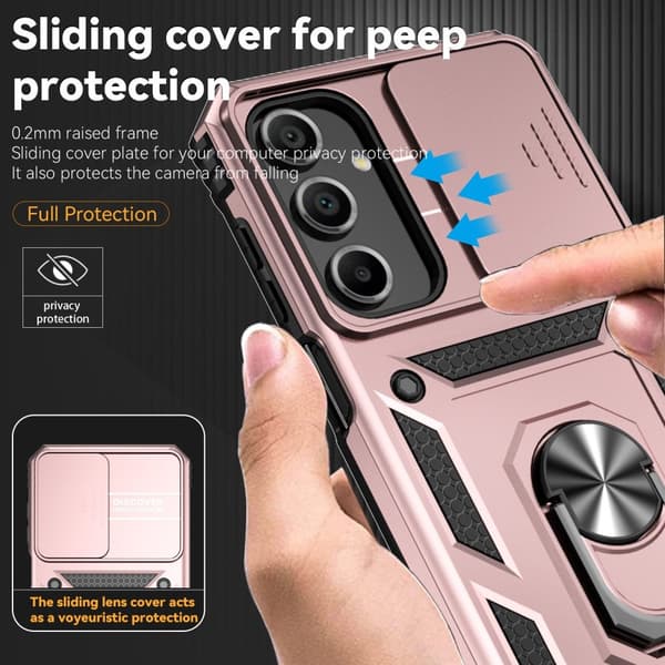 SKALO Samsung A16 Armor hybridi metallirengas kameran liukusäädin - Ruusukulta
