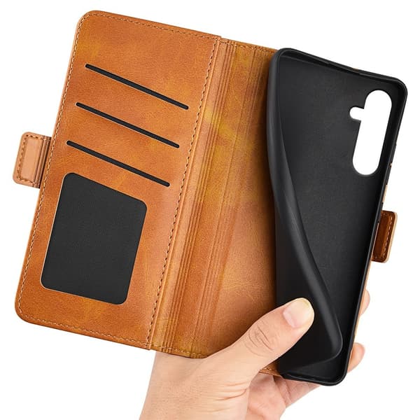 SKALO Samsung A16 Premium Wallet Lompakkokotelo - Ruskea
