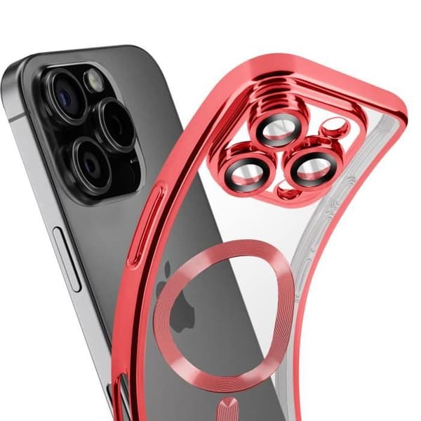 MagSafe Fodral för iPhone 16 Pro Silikon Röd Chrome Contour