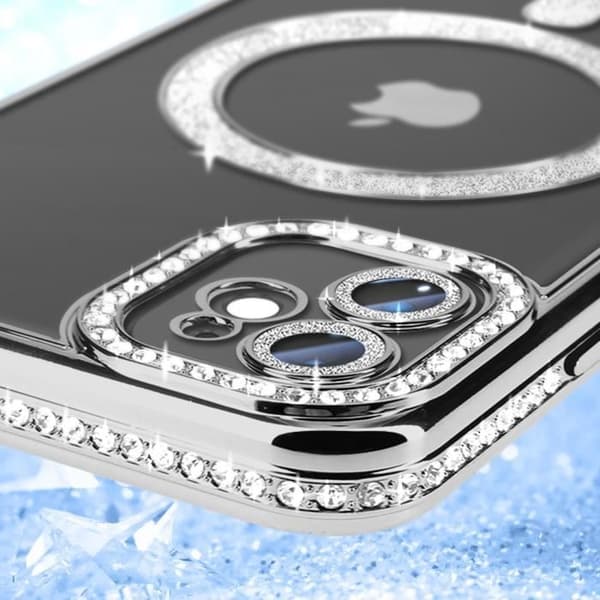 Diamantfodral till iPhone 11 MagSafe Protection Rhinestone Contour Silver