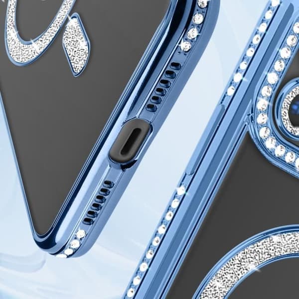 AVIZAR Skyddsfodral för iPhone 11 - Ljusblå Rhinestone Contour - MagSafe-kompatibel