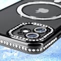 Miniatyrbild 3 av 4: Diamantfodral till iPhone 11 - AVIZAR - Black Rhinestone Outline - Stel - Syntet - Blandat