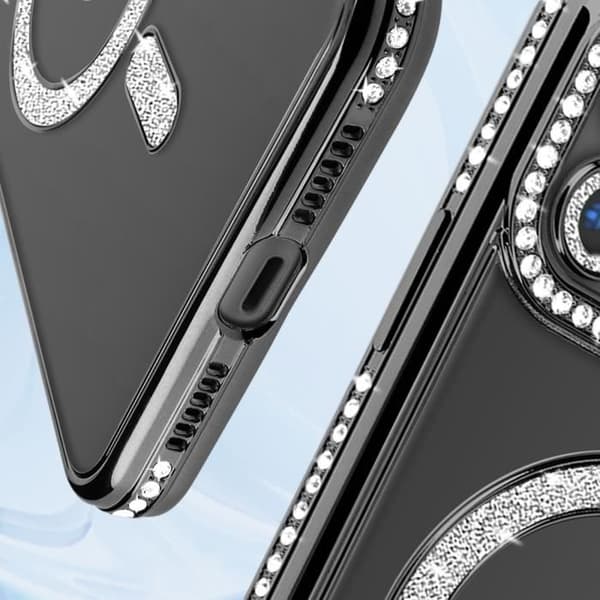 Diamantfodral till iPhone 11 - AVIZAR - Black Rhinestone Outline - Stel - Syntet - Blandat