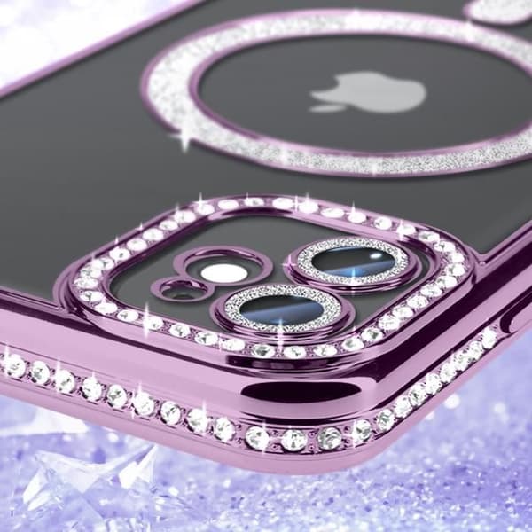 AVIZAR Skyddsfodral för iPhone 11 - Lila Rhinestone Contour - MagSafe-kompatibel