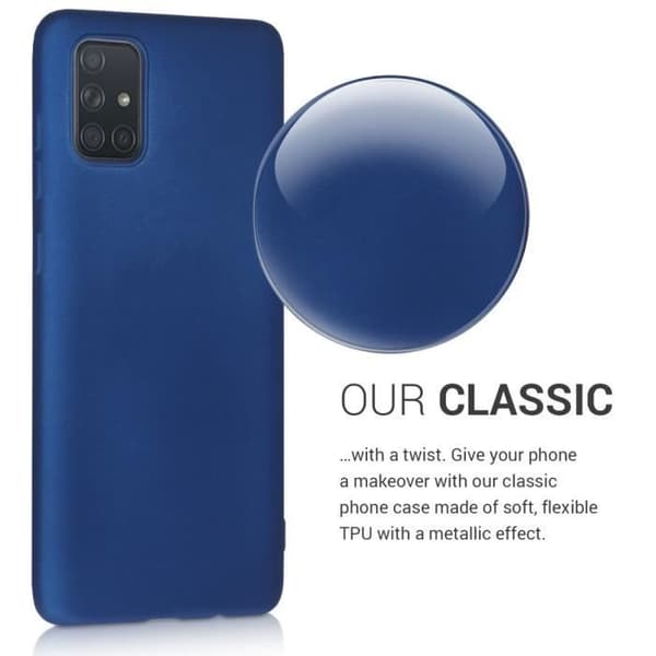 kwmobile Samsung Galaxy A71 Fodral - Skal till Samsung Galaxy A71 - Metallisk Blå Silikon Telefonfodral 51213.64