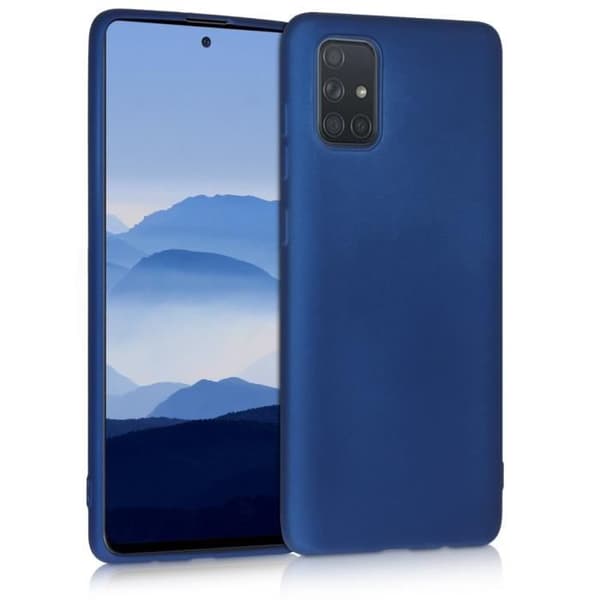 kwmobile Samsung Galaxy A71 Fodral - Skal till Samsung Galaxy A71 - Metallisk Blå Silikon Telefonfodral 51213.64