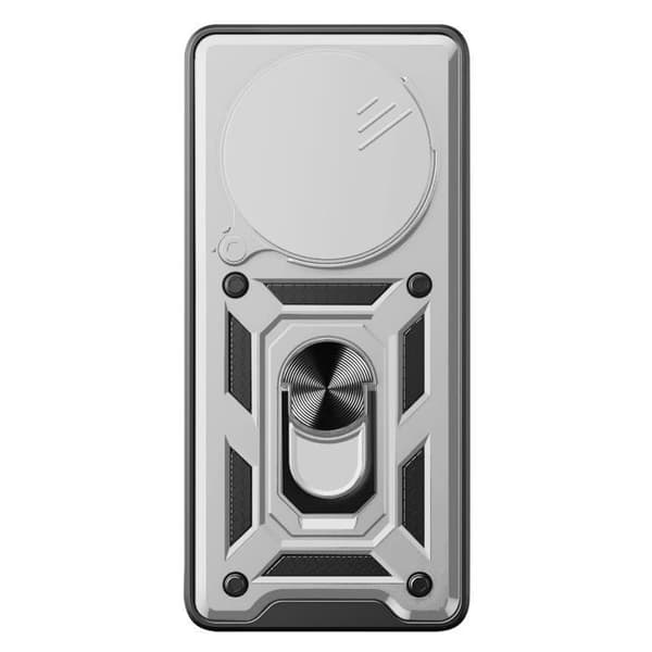 Fodral för Xiaomi Redmi 14C Ring Support Sliding Camera Cover Silver