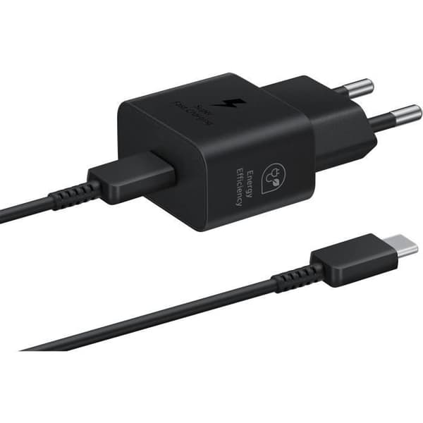 Samsung mobiltelefon laddare 25W nätladdare Med USBC kabel Svart