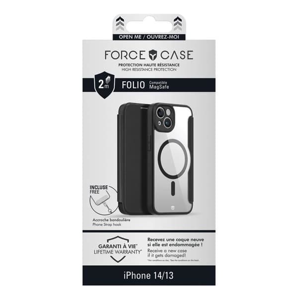 Fodral för iPhone 13/14 - Förstärkt skydd - Kompatibel med MagSafe - Kortficka - Svart genomskinlig