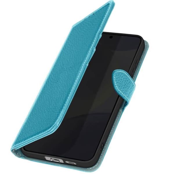 Läderfodral till Samsung Galaxy S24 FE Anti-RFID plånboksställ ljusblått