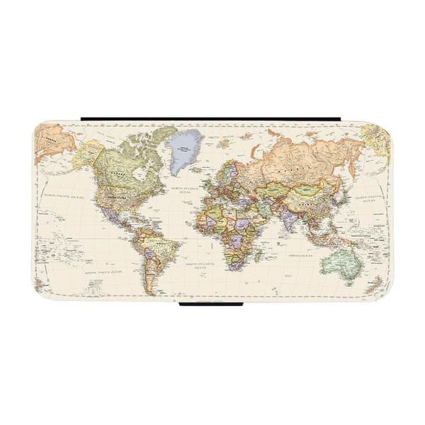 Kort over Verden iPhone 14 Pro Flip-Etui