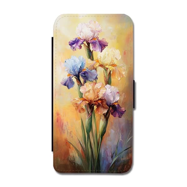 Blomma Iris Målning iPhone 14 Pro Flip Mobilfodral
