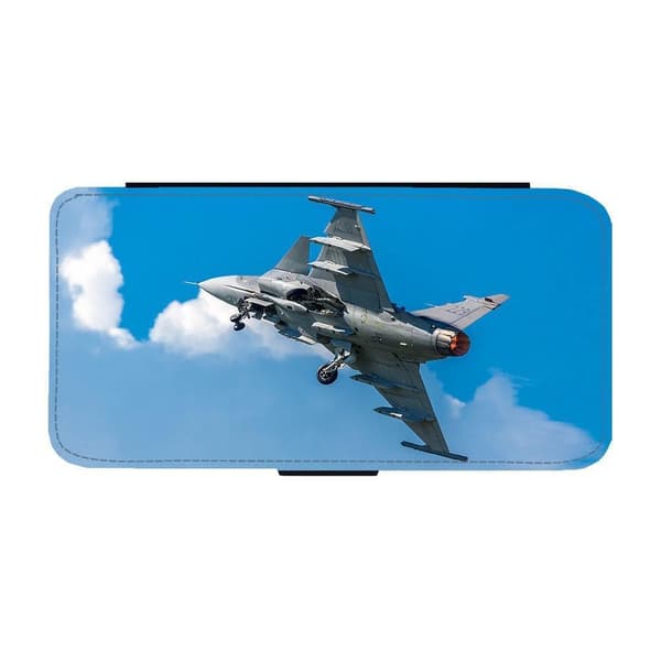 Saab JAS 39 Gripen Jaktplan iPhone 15 Plus Flip Mobilfodral