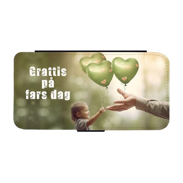 Grattis på Fars Dag iPhone 15 Plus Flip Mobilfodral