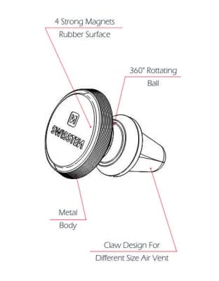 Biltelefonfester og -holdere, "S-Grip AV-M9 For Phone" Svart, Swissten