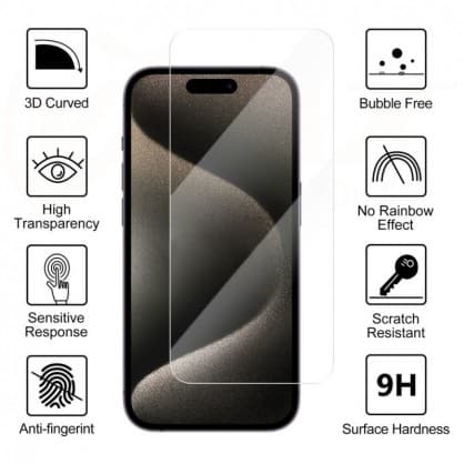 2.5D Normal Clear Glass iPhone 16 Pro Max, Vmax