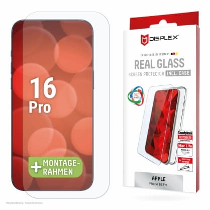 Ægte glas+ etui til iPhone 16 Pro Max, 2D-glas, DISPLEX