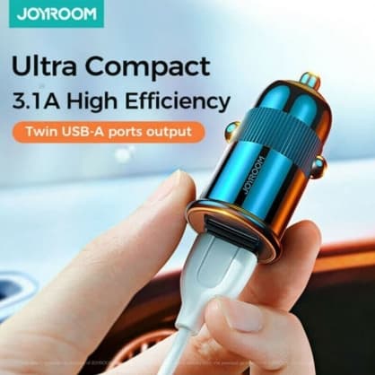 Mobil DC adapter hånd C-A06 Dual Port Smart Biloplader Sort, Joyroom
