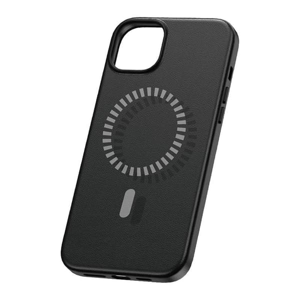 Magneettinen puhelinkotelo iPhone 15 Pro Baseus Fauxther -sarjalle (musta)