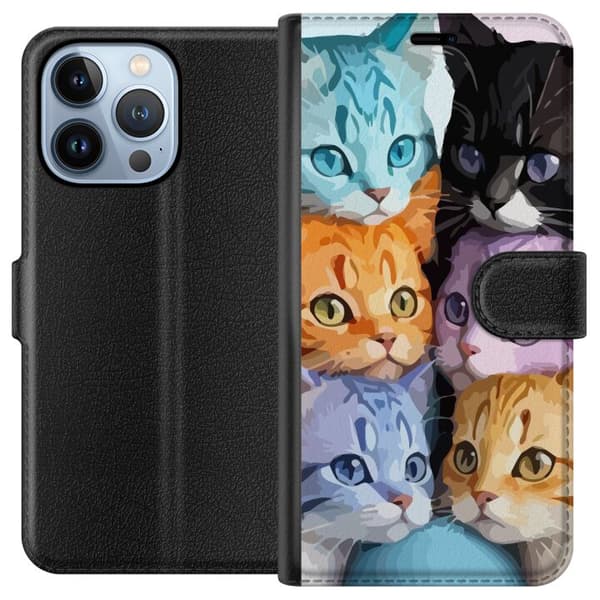 Apple iPhone 13 Pro Plånboksfodral Färgglada Katter