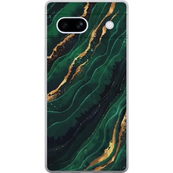 Google Pixel 7a Gennemsigtig cover Marmor Guld Grøn