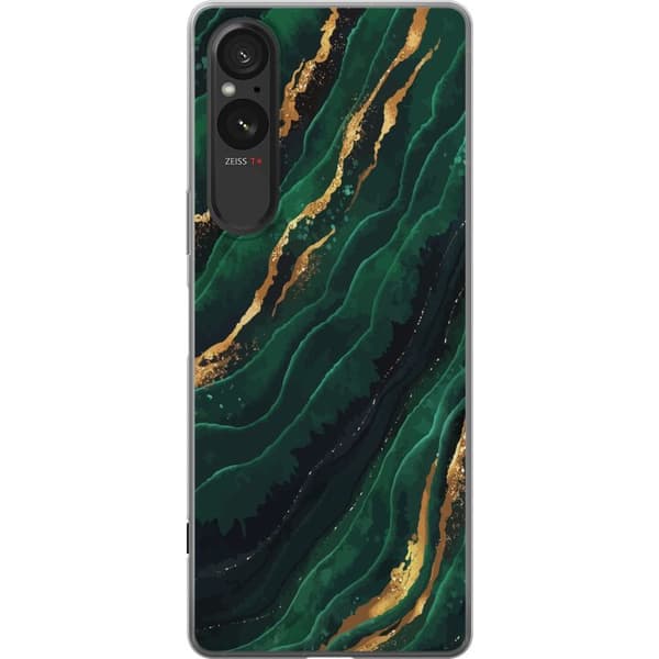 Sony Xperia 10 VI Gjennomsiktig deksel Marmor Gull Grønn