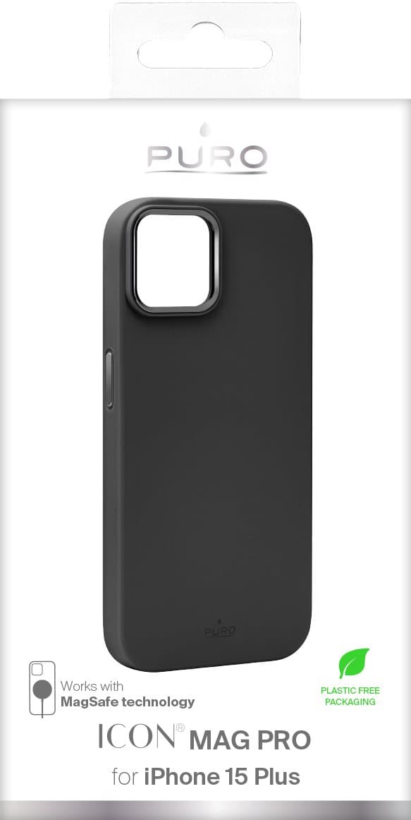 iPhone 15 Plus silicone cover ICON MAG PRO, black