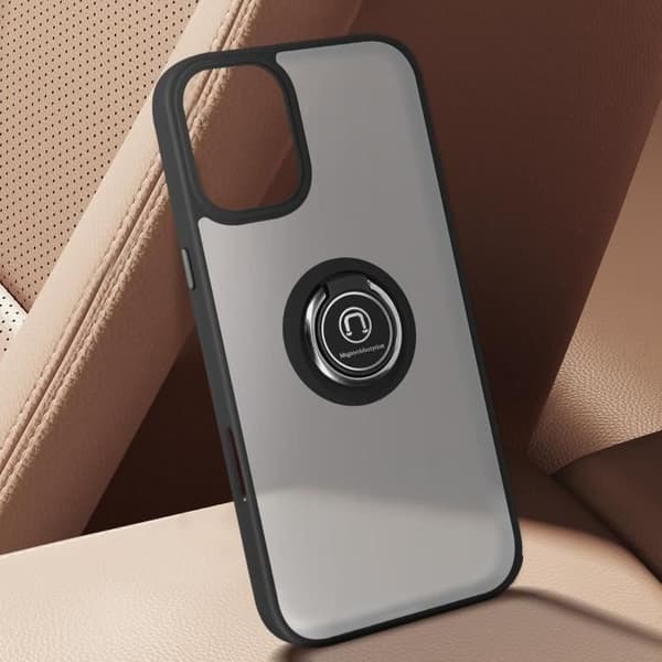 Skal till iPhone 16 - AVIZAR - Metal Ring Video Support - Svart