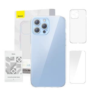 Puhelinkuori Baseus Crystal Clear for 13 Pro Max (läpinäkyvä) +kokokarkaistu näytönsuoja + puhdistussarja