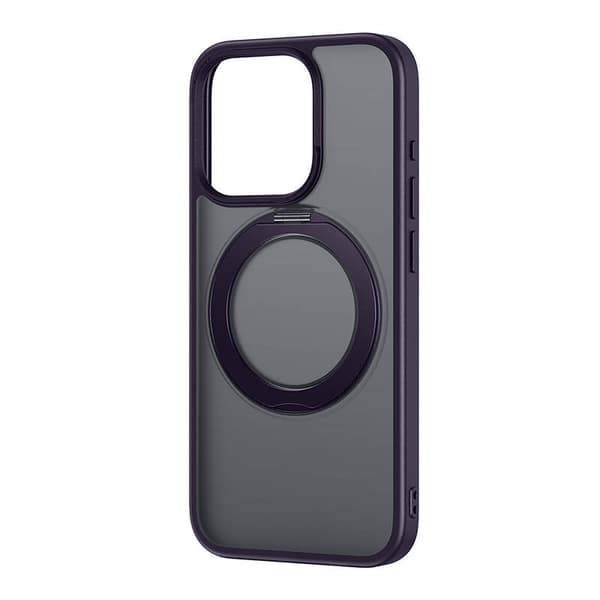 Telefonveske Baseus SkyRing Magnetic med stativ for iP 14 Pro Max + herdet glass og rengjøringssett (lilla)