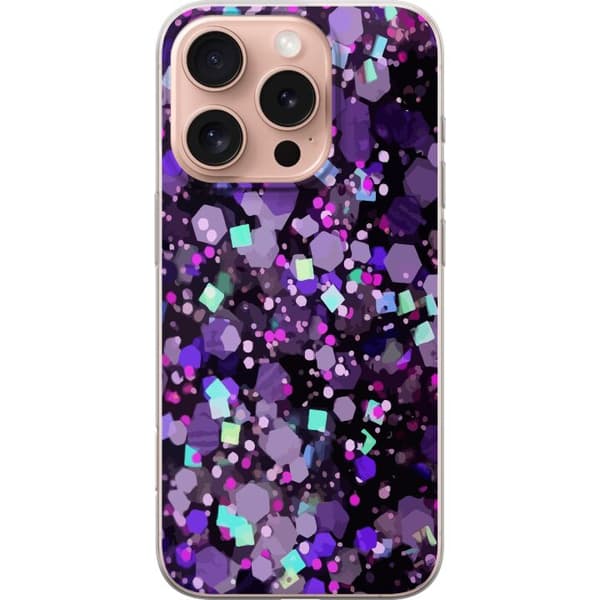 Apple iPhone 16 Pro Gjennomsiktig deksel Lilla Glitter