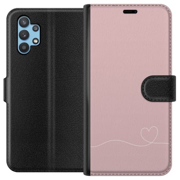 Samsung Galaxy A32 5G Tegnebogsetui Lyserød Hjerne Design