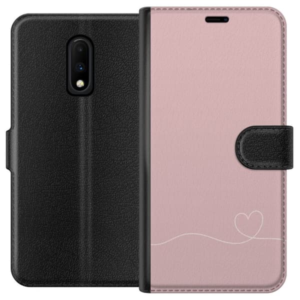 OnePlus 7 Lompakkokotelo Ruusunpunainen Aivot Suunnittelu