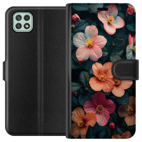 Samsung Galaxy A22 5G Lompakkokotelo Kukat