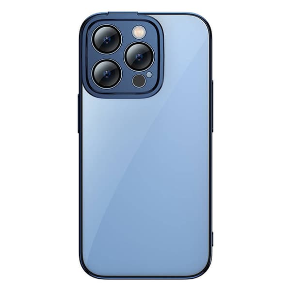 Baseus Glitter Transparent Cover og hærdet glas sæt til iPhone 14 Pro Max (blå)