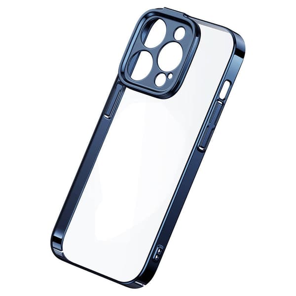 Baseus Glitter Transparent Cover og hærdet glas sæt til iPhone 14 Pro Max (blå)