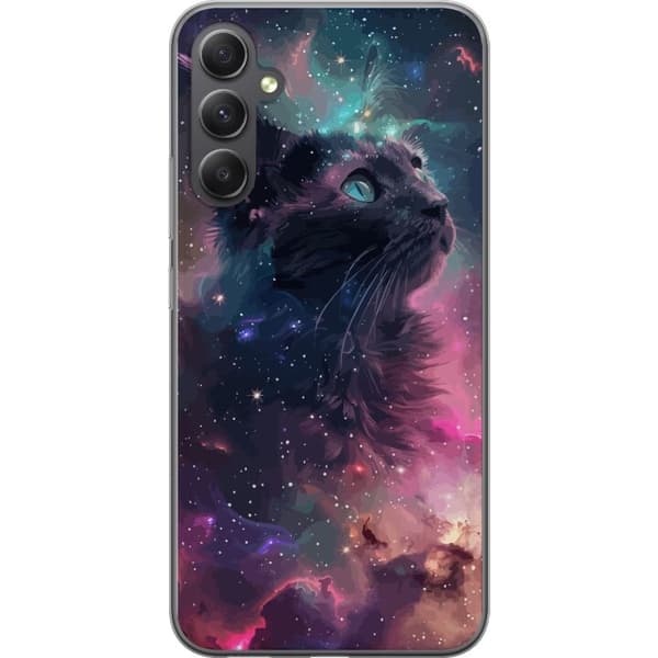 Samsung Galaxy A05s Läpinäkyvä kuori Kissa galaksissa