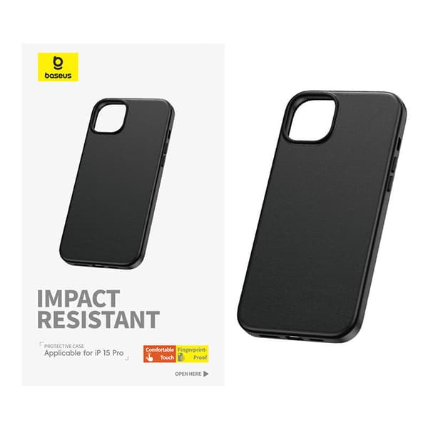Telefoncover til iPhone 15 Pro Baseus Fauxther Series (sort)