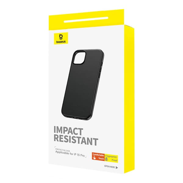 Telefoncover til iPhone 15 Pro Baseus Fauxther Series (sort)