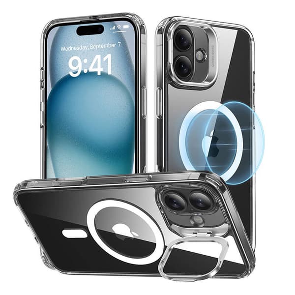 Classic Hybrid (HaloLock) ESR etui med stativ til iPhone 16 (gennemsigtig)