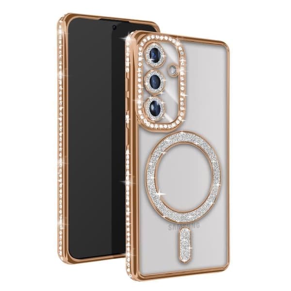 Coque - AVIZAR - Samsung Galaxy S24 - Rigid - Strass - Kompatibel med MagSafe